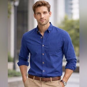 Mode of One‎ Men’s Button Down long sleeve Shirt blue Medium Cotton collared